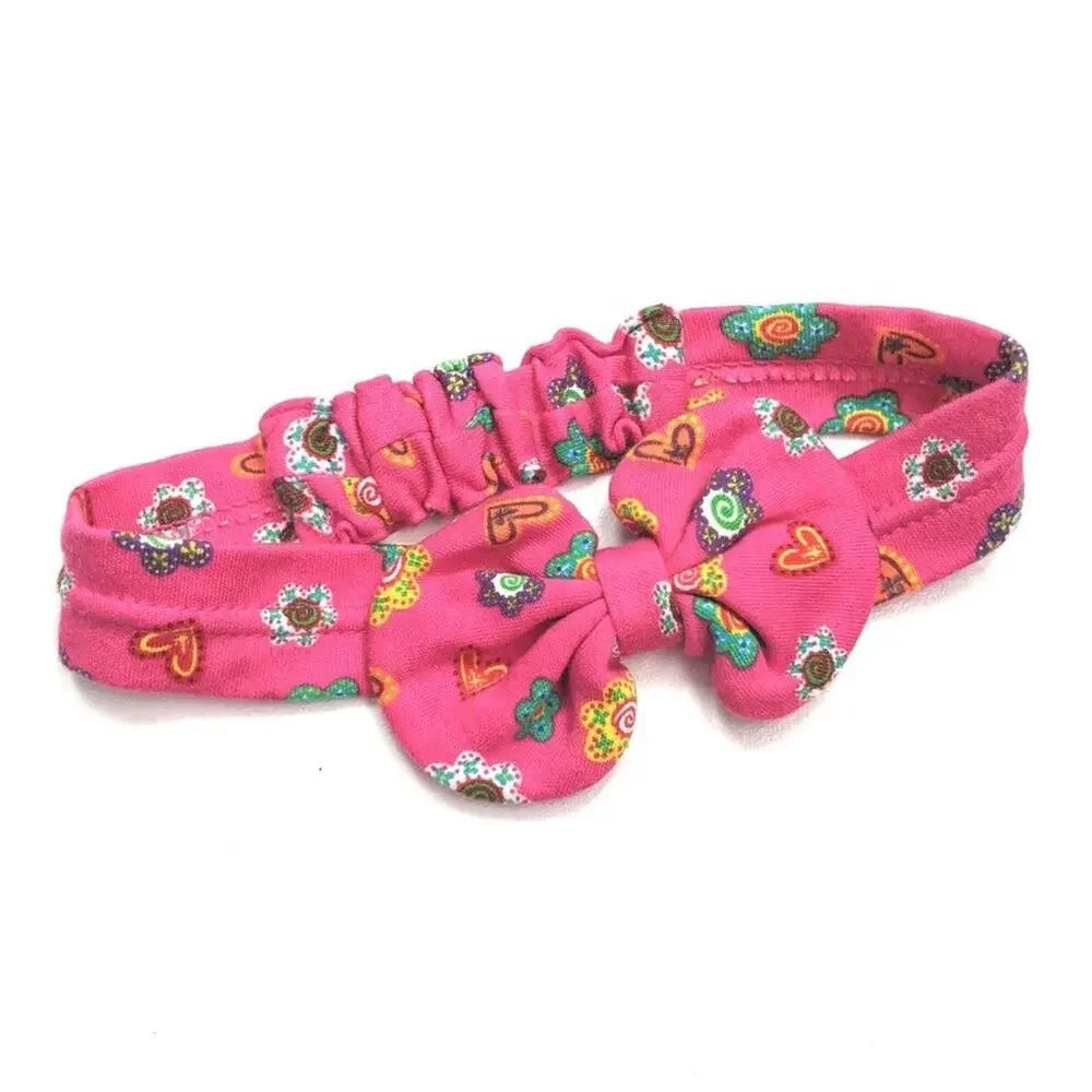 Vintage Headband Girls Size 2-4T Toddler Pink Floral Bow Hair Accessories